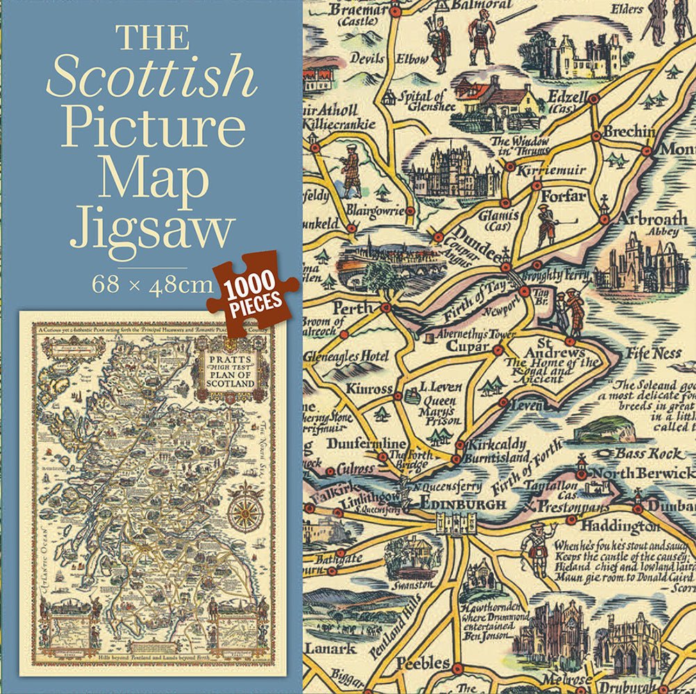 SCOTTISH PICTURE MAP 1000 PIECE JIGSAW PUZZLE JIGSAW - Made Scotland