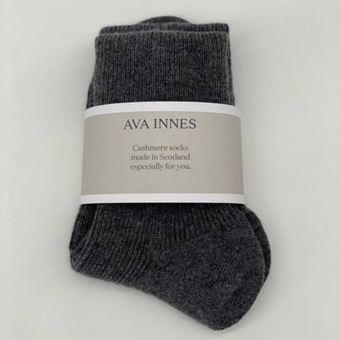 Set Of 3 Luxury Ladies Ribbed Cashmere Socks - heather - Ava Innes - Made Scotland