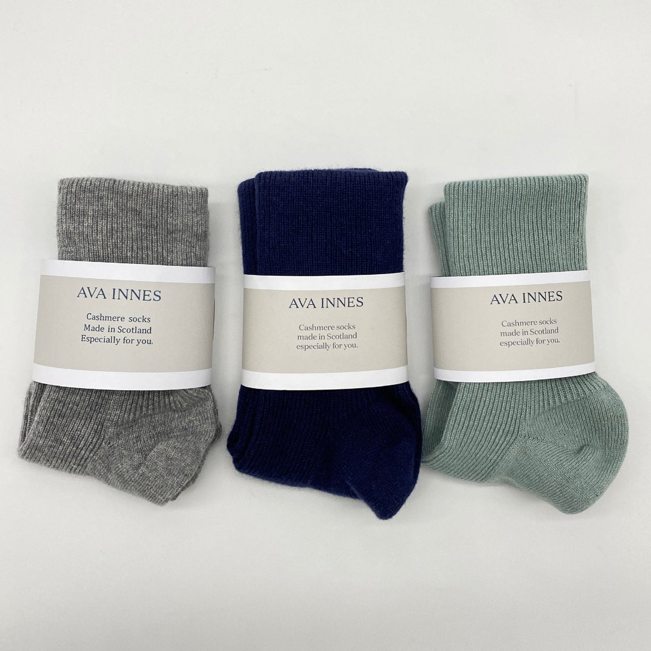 Set Of 3 Luxury Ladies Ribbed Cashmere Socks - Made Scotland