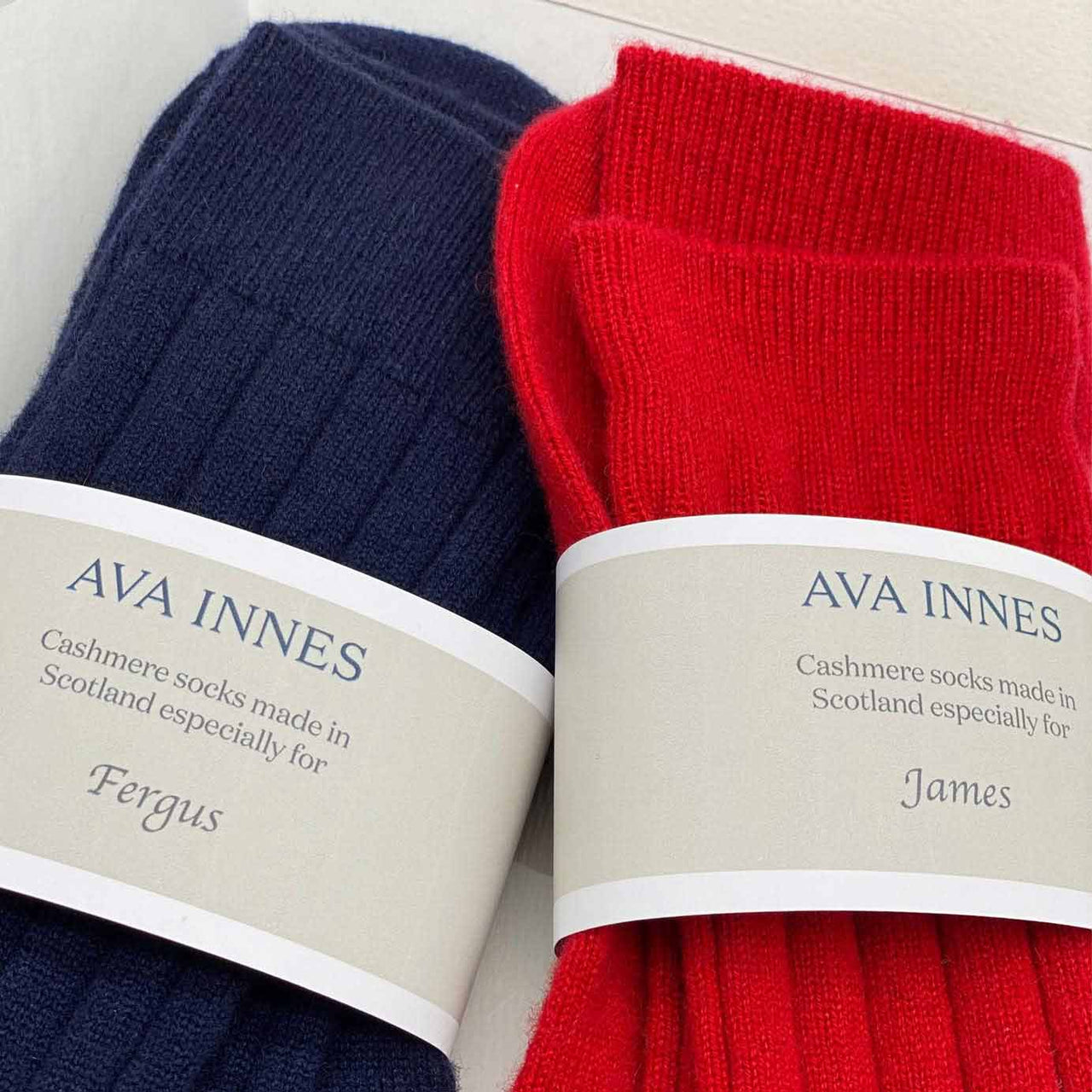 Set Of 3 Men's Luxury Ribbed Cashmere Socks - Sea Blue - Ava Innes - Made Scotland