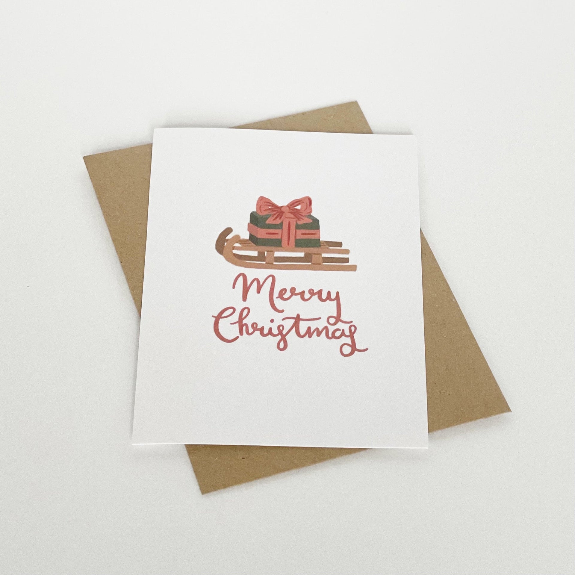 Sledge & Present - Merry Christmas Card - Made Scotland