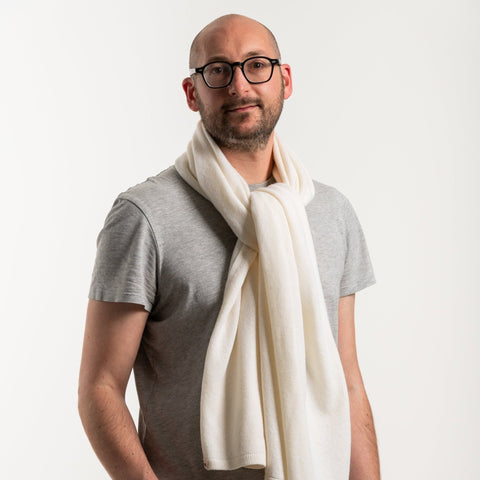 The Wide Scarf - Cloud White - Woolkind - Made Scotland