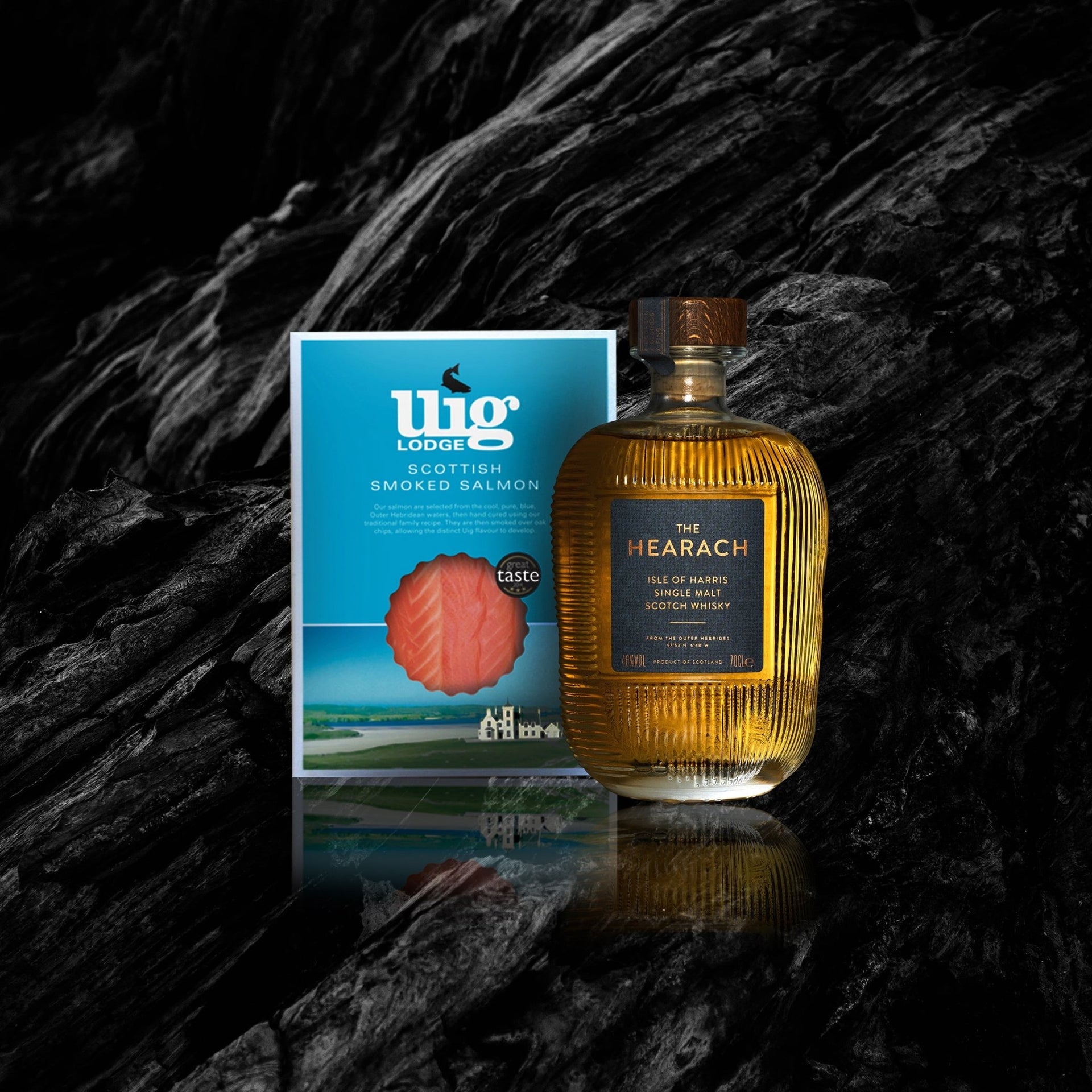 Uig Lodge Smoked Salmon and Harris Whisky hamper - Made Scotland
