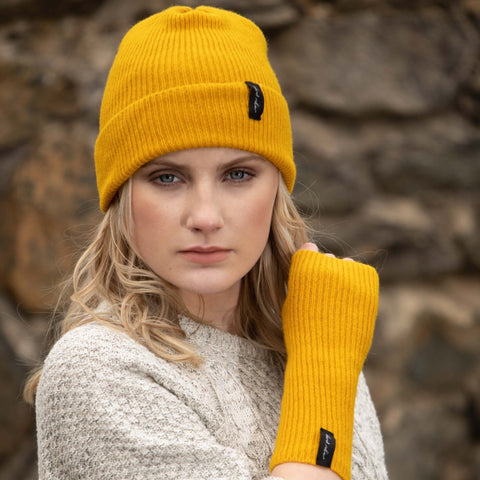 Unisex Mustard yellow wrist warmers - Made Scotland - Island Nation Studio