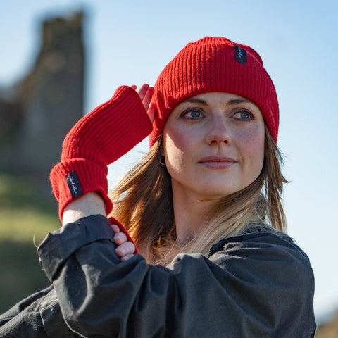 Unisex Ribbed Hat in Ruby Red - Made Scotland - Island Nation Studio