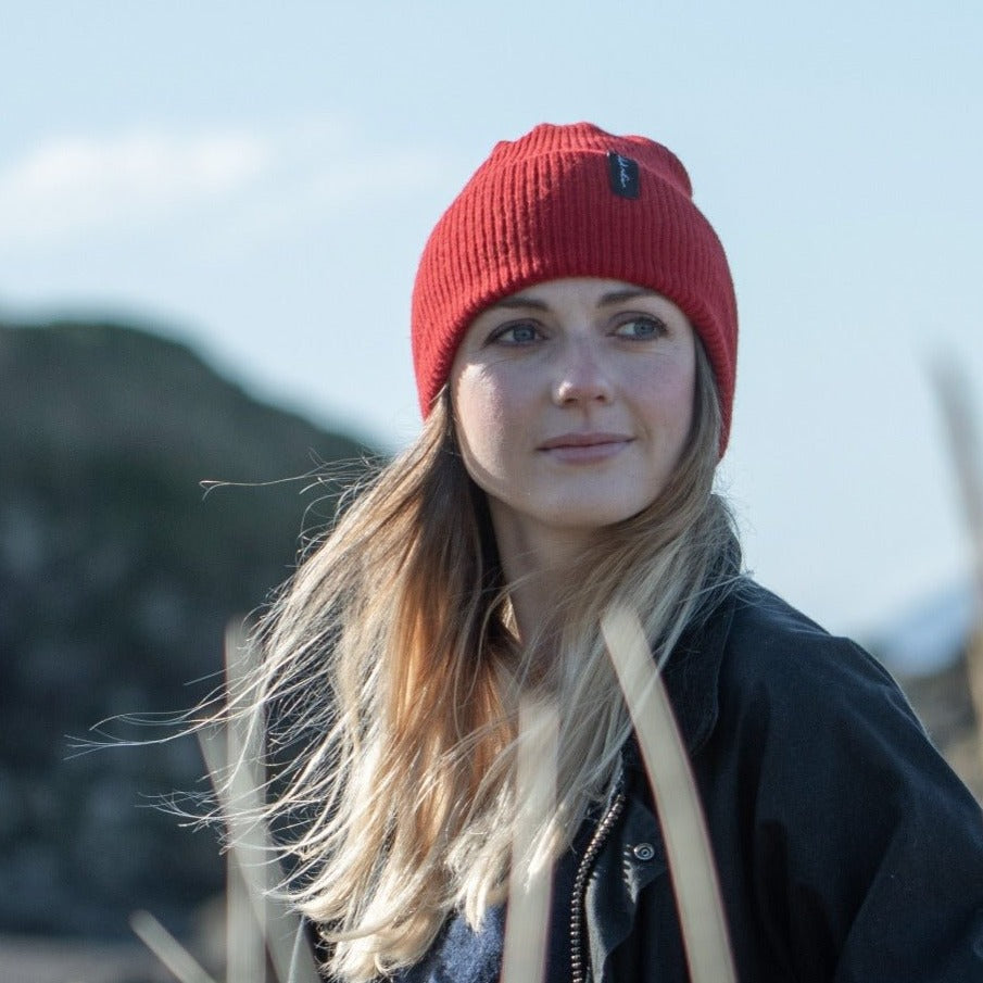 Unisex Ribbed Hat in Ruby Red - Made Scotland