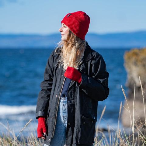 Unisex Ribbed Hat in Ruby Red - Made Scotland - Island Nation Studio