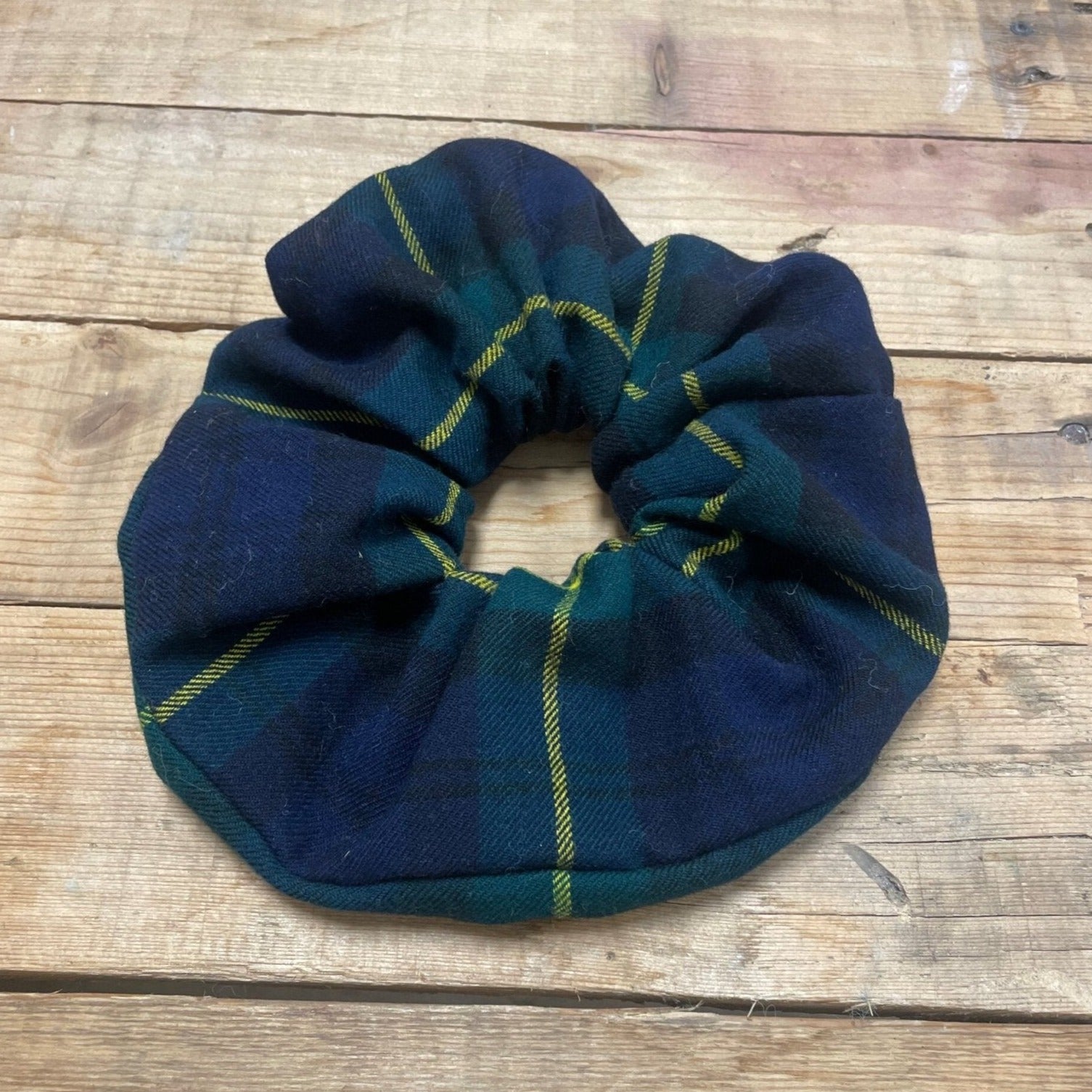 x1 Ready to Ship Giant Tartan Scrunchie - Vintage Fabric - 100% Wool - Made Scotland
