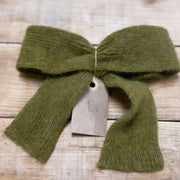 x5 Ready to Ship Knitted Chunky Hair Ribbons in Asparagus Green - Made Scotland